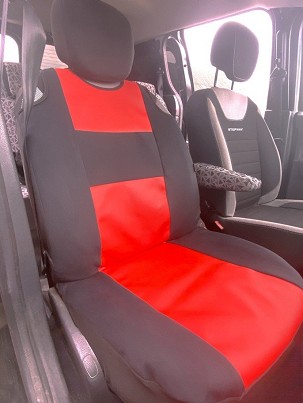 Trikó autóüléshuzat műbőrből - piros